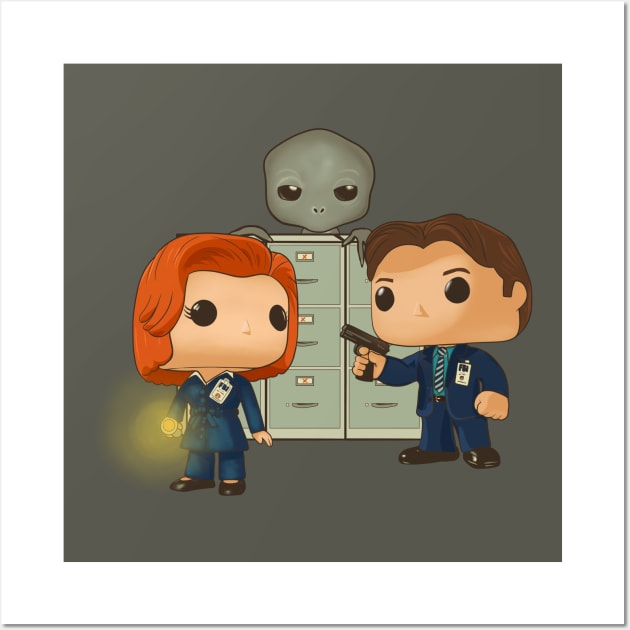 Fox Mulder and Dana Scully Funko pop Wall Art by Mimie20